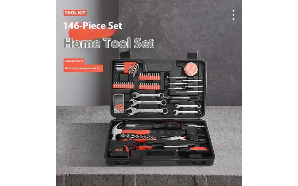 146-piece Multi-function Tool Kit With Plastic Toolbox & Handle For Home Repair - Car Maintenance