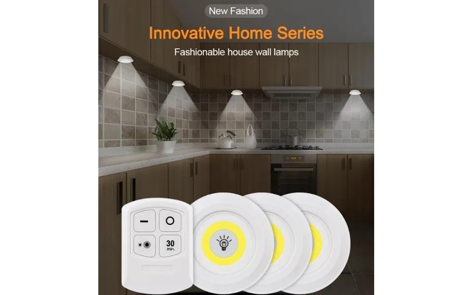 1pc Led Light Cob Under Cabinet Light Night Light Wireless Remote Control Dimmable Wardrobe Lamp 3w Super Bright Closet