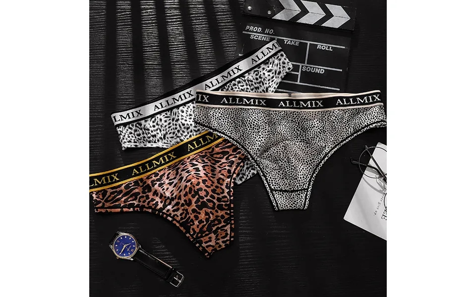 1pcs Men's Sexy And Interesting Letters Wide-waisted Leopard Print Sports And Fitness Low-waist Thong Briefs Briefs
