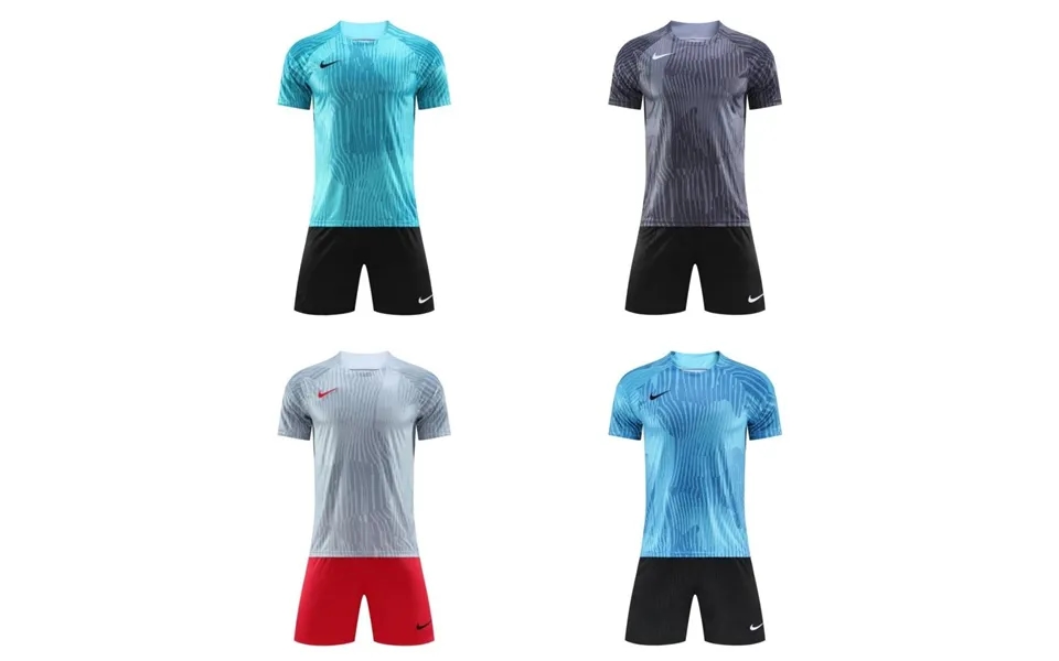 2-piece Set Men's Kids Dri-fit Stripe Printing T-shirt&short Football Jersey Suit Quick Drying Lightweight And Breathabl