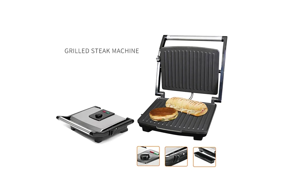 202 Stainless Steel Home Office Sandwich Maker Grilled Noodles Griller Removable Non Stick Plate Electric Grill 2000w