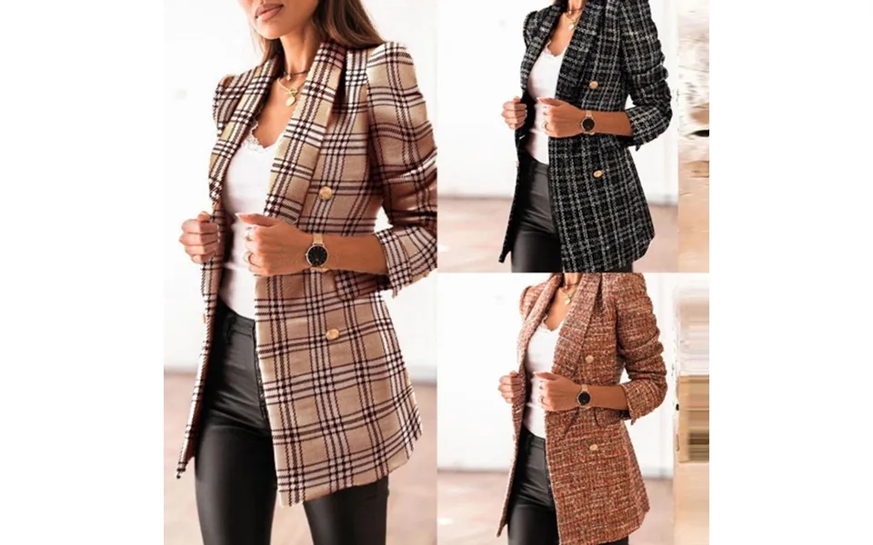2023 New Autumn And Winter Long-sleeved Double-breasted Plaid Suit