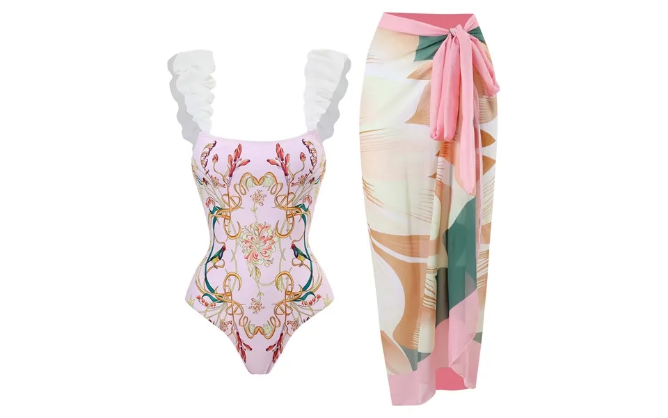 2023 New Fleece One Piece Women's Swimwear French Covering Belly Slim Swimwear Chiffon Beach Skirt