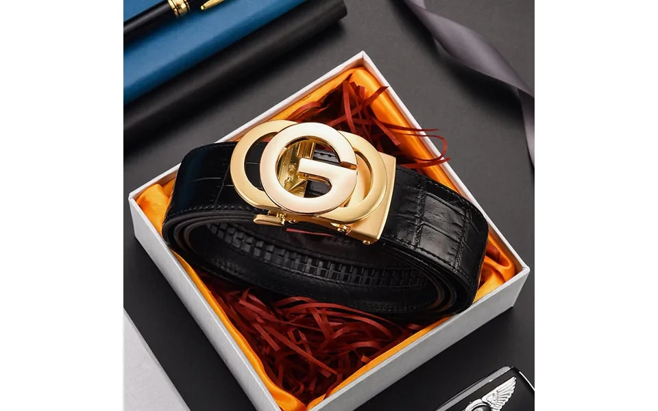 2023 New Selling G Belt Men's Genuine Leather Crocodile Pattern Automatic Buckle Belt Cowhide Fashion Business Simplicit