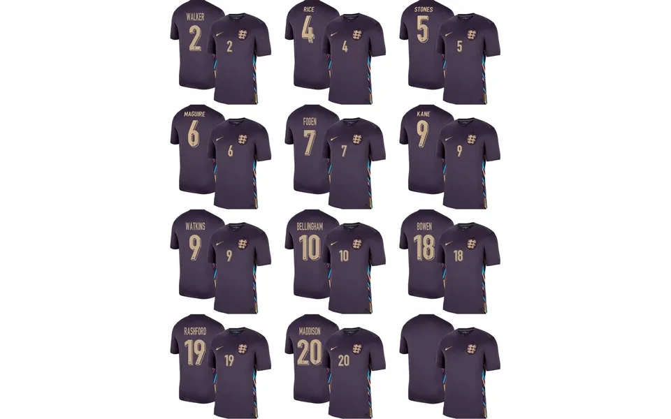 2024 England Bellingham 10 Kane 9 Foden 7 Mens Away Football Soccer Shirt Sports Short Sleeve Jersey - All Size