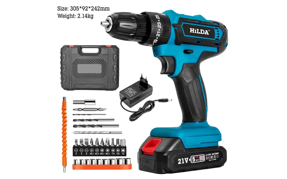 21v Brushless Cordless Drill 2-speed Adjustable Electric Drill For Home Diy - Wood & Metal Drilling Lightweight