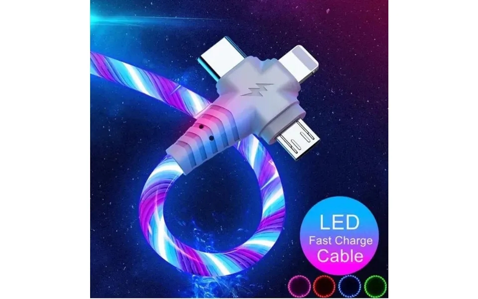 3 In 1 Multifunctional Charger Cable Led Light Fast Cable For Android Phone Iphone Samsung Huawei Xiaomi Realme Oneplus