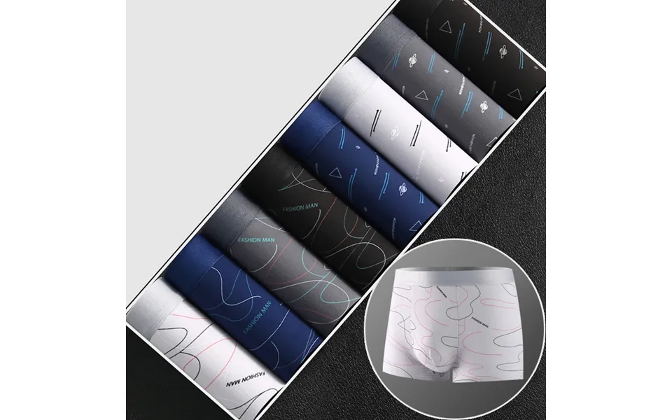 4 8pcs Men's Boxer U Convex Printed Underpants Male Fashion Comfortable Shorts Panties Man Solid Breathable Underwear