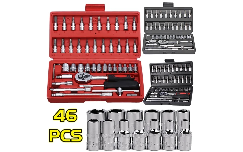 46pcs Socket Set Car Repair Tool Motorcycle Car Repair Ratchet Screwdriver Combination Household Auto Diy Mechanical Rep