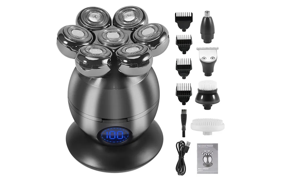 5 In 1 Electric Head Shaver For Bald Men 7d Floating Cutter Beard Trimmer Clipper Ip68 Waterproof Shaving Usb Wireless C