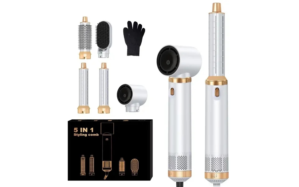 5-in-1 Hair Styling Comb With Negative Ion Dryer Curling Iron Straightener Curler All In One Volumizing Hair Care Tool