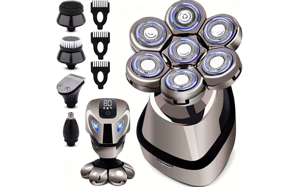 5-in-1 Rechargeable Electric Head Shaver For Men - Wet Dry Bald Head Grooming Kit