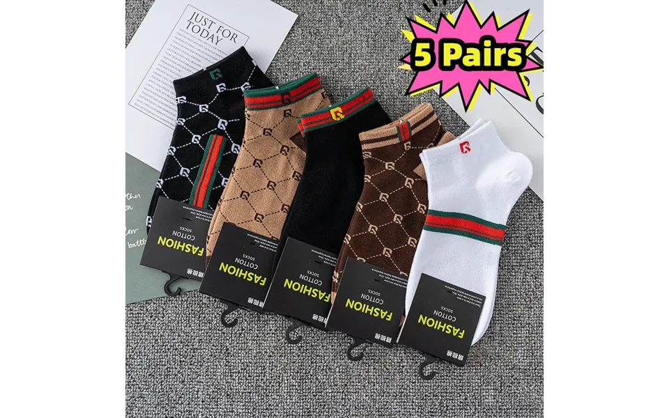 5pairs Men's Women's Business Breathable Sweat-absorbing Trendy Crew Socks For All Seasons
