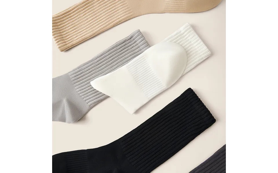 5pcs Lumi Socks Men Sweat-absorbent Mid-tube Socks Business Casual Deodorant Sports Black And White Men's Thick Long Soc