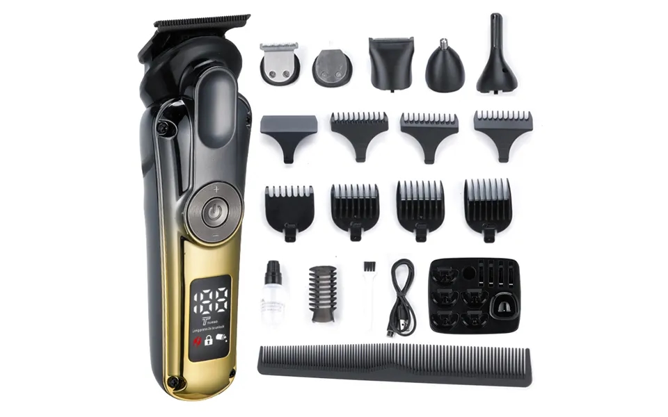 6-in-1 Electric Hair Clipper Kit - Rechargeable Trimmer With Lcd Display, Waterproof Design For Beard, Nose Hair & Body