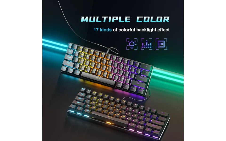 61-key Mixed Rgb Wired Mechanical Gaming Keyboard - Compact Design For Esports And Pc Gaming