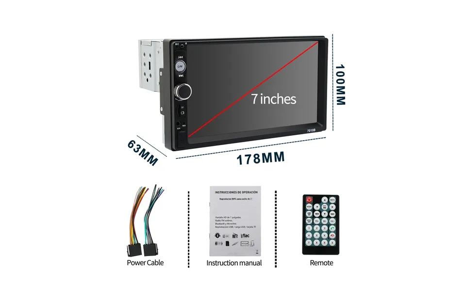 7010 Single Dock Car Mp5 Player Car Bluetooth Mp4 Mp5 All In One Machine Reverse Car Image