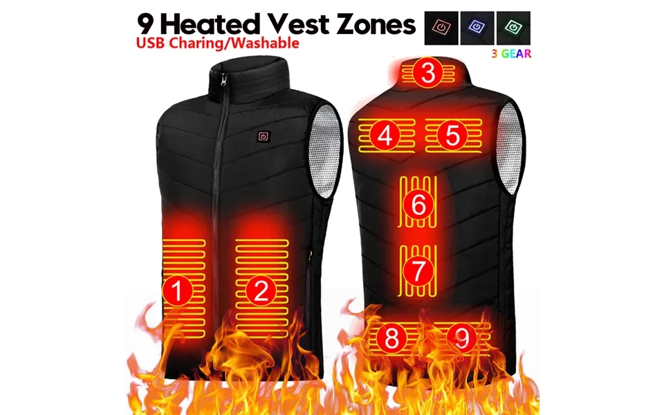 9 Heated Vest Zones Usb Heated Jackets Men Women Sportswear Thermal Clothing Winter Vest Washable Men's Heating Vest For