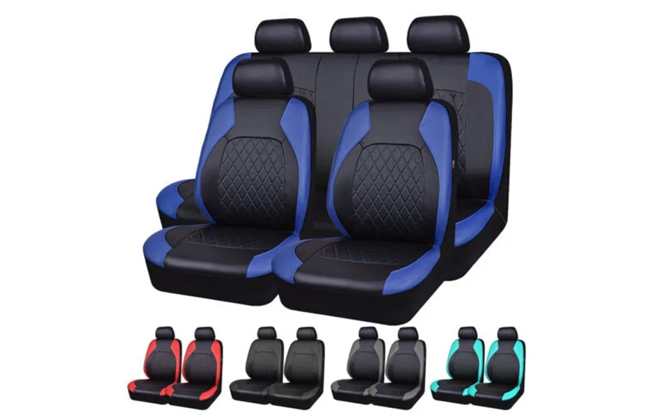 9pcs Set Quilted Car Seat Cover Single Line Bracket Leather Pu Leather For Automobiles