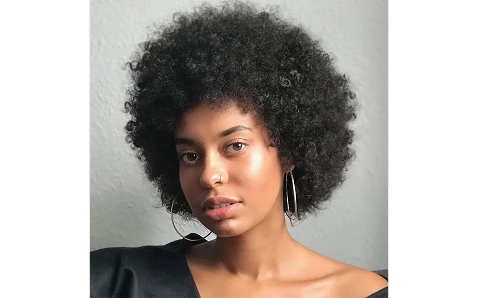Afro Wigs For Women 100% Human Hair Soft And Fluffy Glueless Wigs 70s Kinky Curly Wig Cosplay Or Daily Use Natural Black