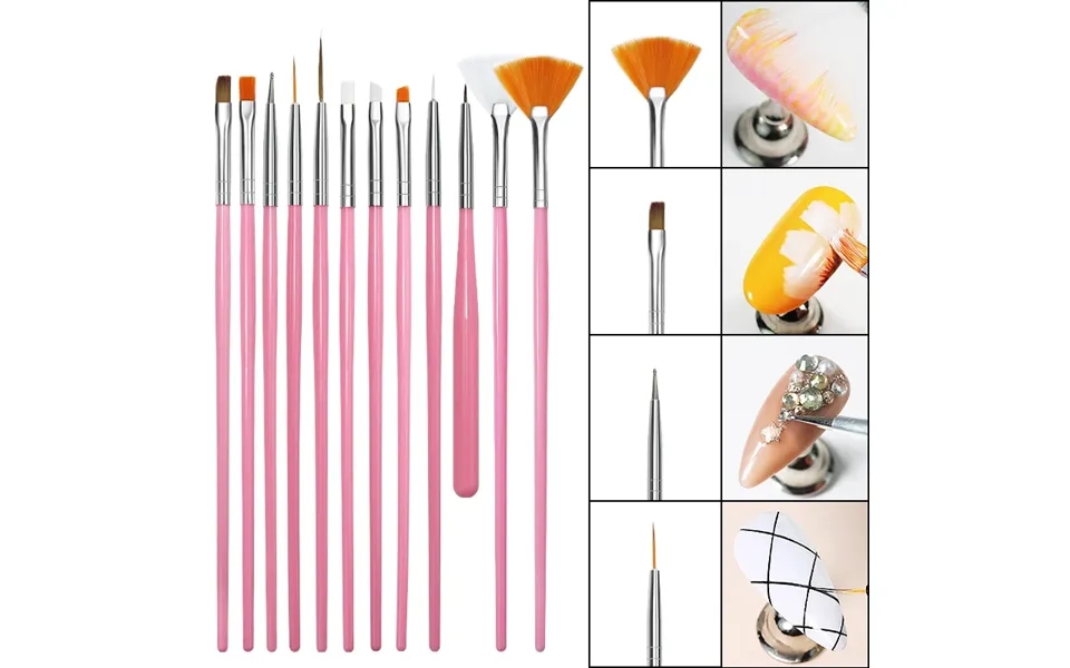 Arte Clavo 7 15pcs Plastic Handle Nail Brush Set Gel Polish Painting Drawing Acrylic Gel Nail Brush For Nails Art Manicu