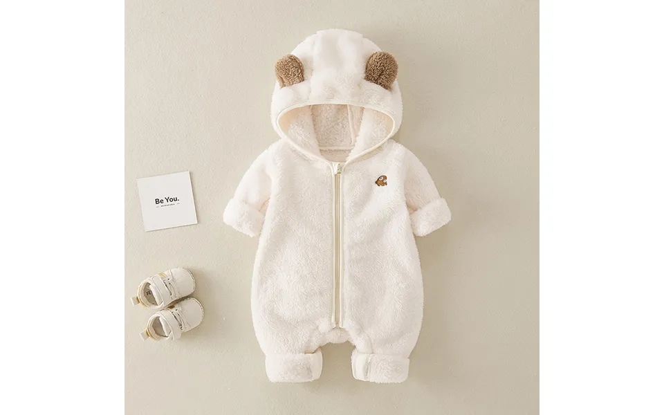 Autumn And Winter Newborn Onesies Double-sided Velvet Warm Cotton Clothes For Men And Women Baby Hooded Outdoor Clothes