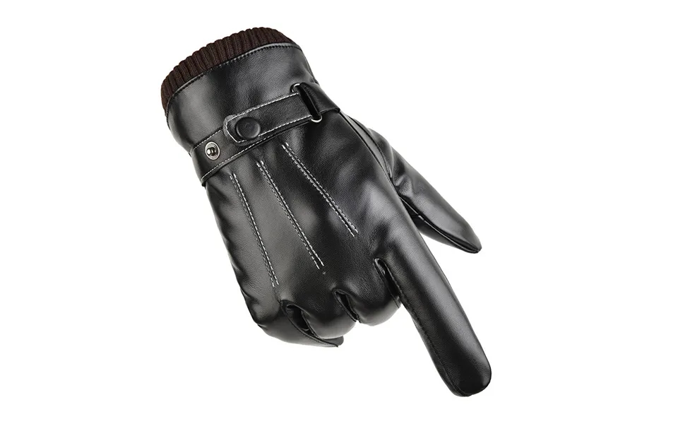 Autumn And Winter Warm Pu Leather Gloves Men's Outdoor Cycling Touch Screen Gloves Plus Velvet Anti-splash Water Cycling