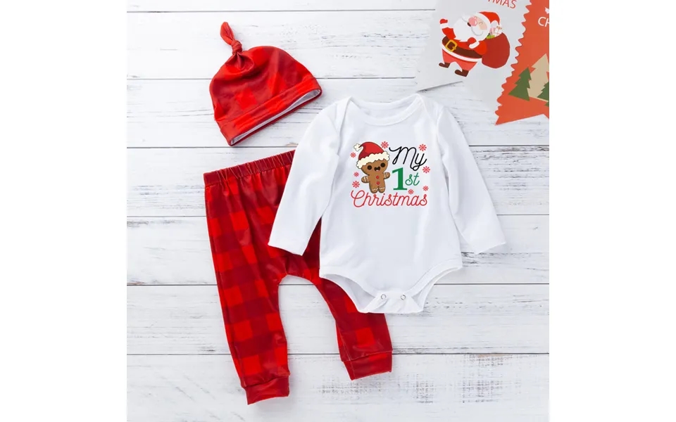 Baby Clothes Fall And Winter Newborn Christmas Baby Clothes Cartoon Christmas Deer Pajamas Pants With Cap Infant Suit
