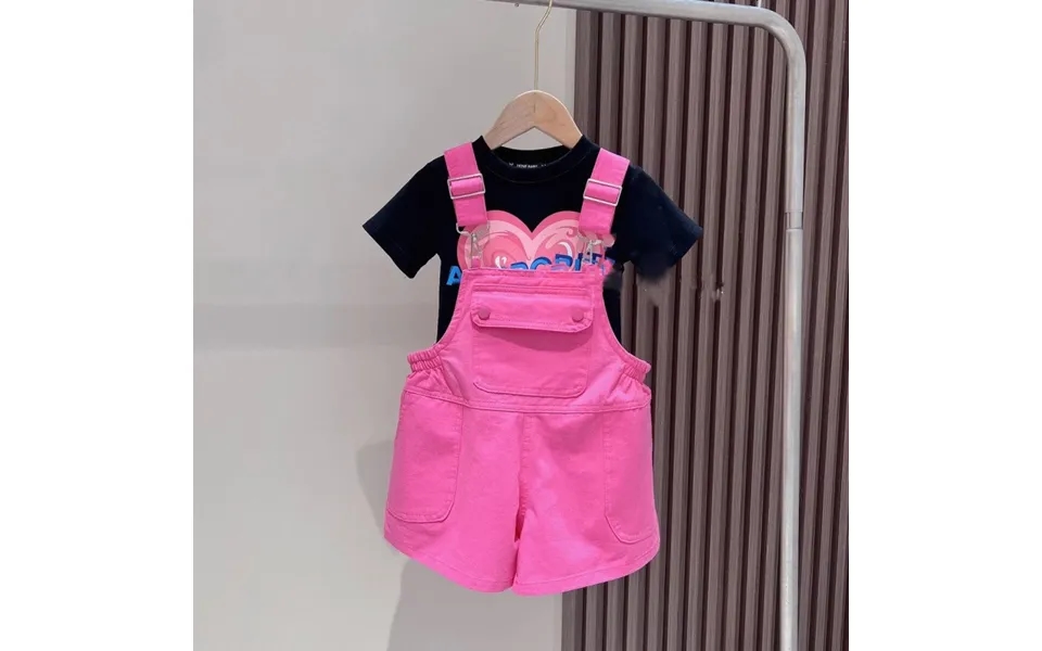 Baby Clothes Girls Love Suspenders Set Summer Thin Casual Wear Girls Big Children Two-piece Set
