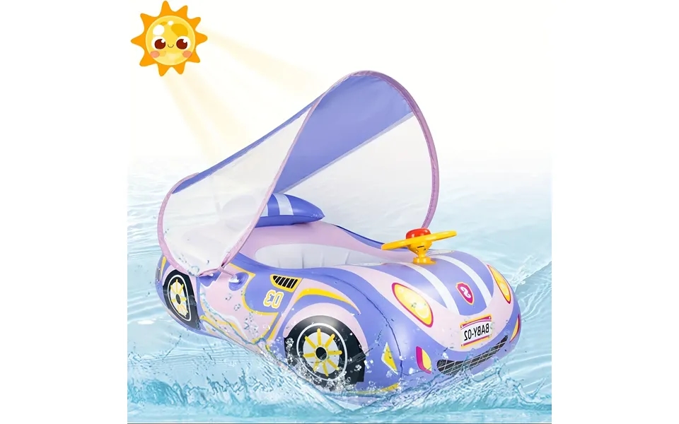 Baby Swimming Float With Upf50 Sun Protection And Toy Game Steering Wheel - 0-6 Years Old Swimming Float Swimming Rings