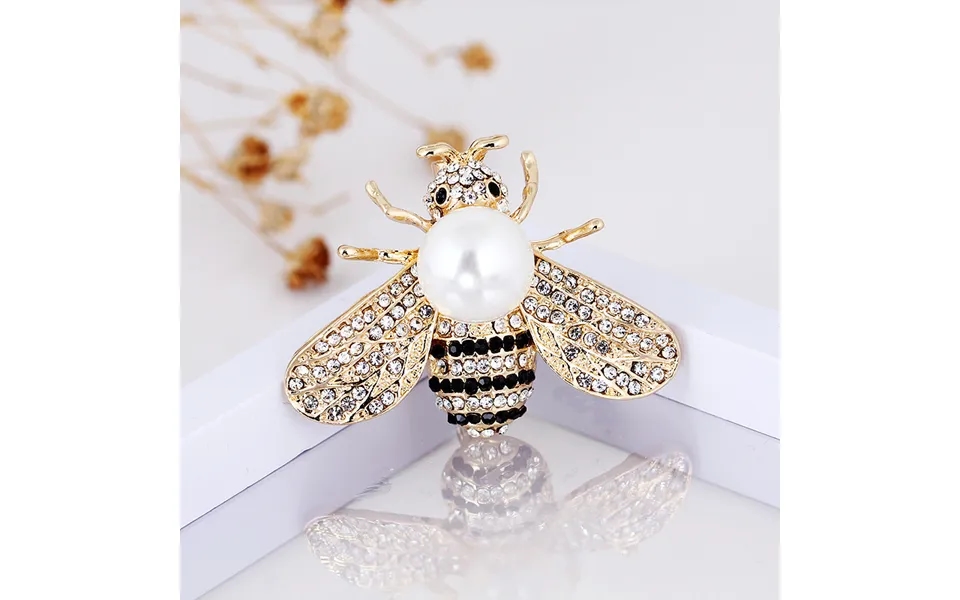Bee Anti Stray Light Pearl Inlaid Diamond Brooch Brooch Water Diamond Broch Clothing Drip Oil Insect Bee Lady Brooch
