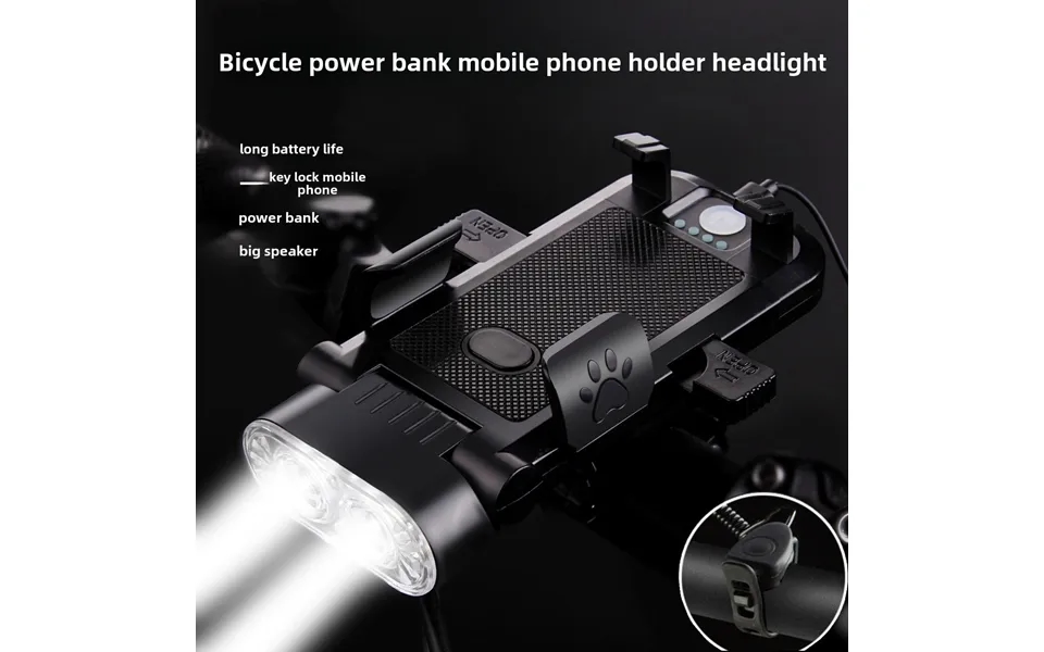 Bicycle Multi-function Power Bank Strong Light Horn Headlight Long Endurance One-click Lock Mobile Phone Charging Bicycl
