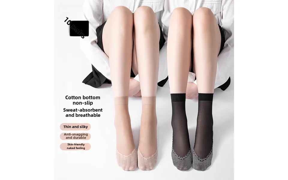 Bonus Cotton Bottom Short Stockings Women's Spring And Summer Thin Crystal Silk Non-slip Short Stockings Transparent Ant