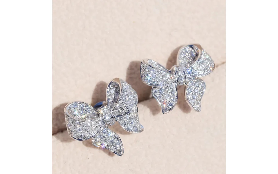 Cao Shi Earrings Light Luxury Heavy Industry Micro Inlaid Zircon Earrings Bow Knot Small Versatile Earrings Female