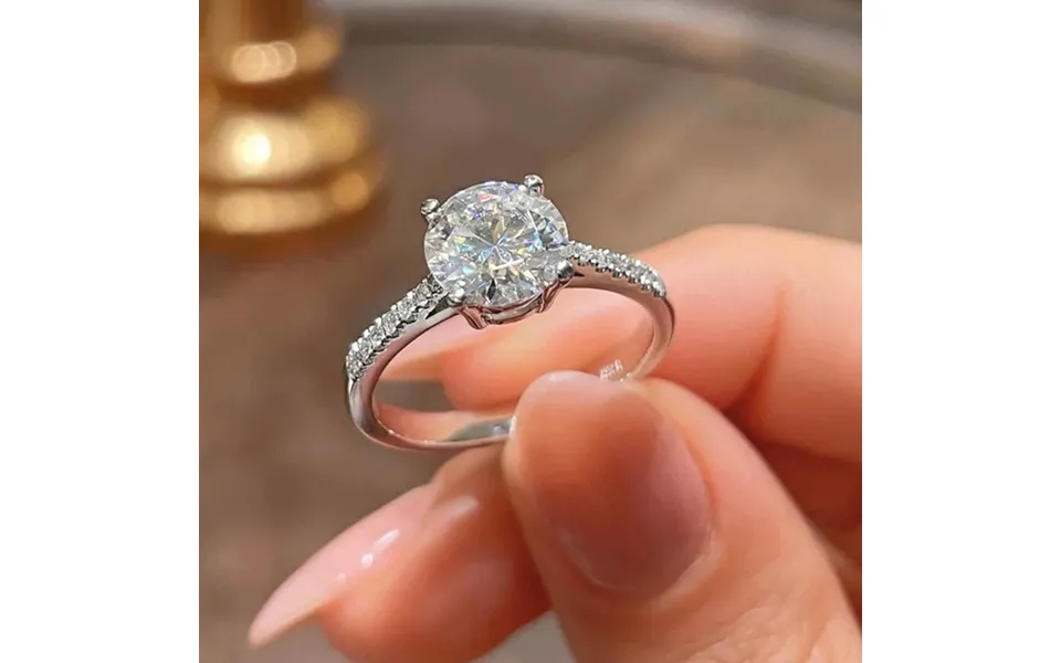 Cao Shi Fashion Group Set Four Claw Zircon Engagement Ring Copper Plated Platinum Wedding Ring Bridal Bracelet