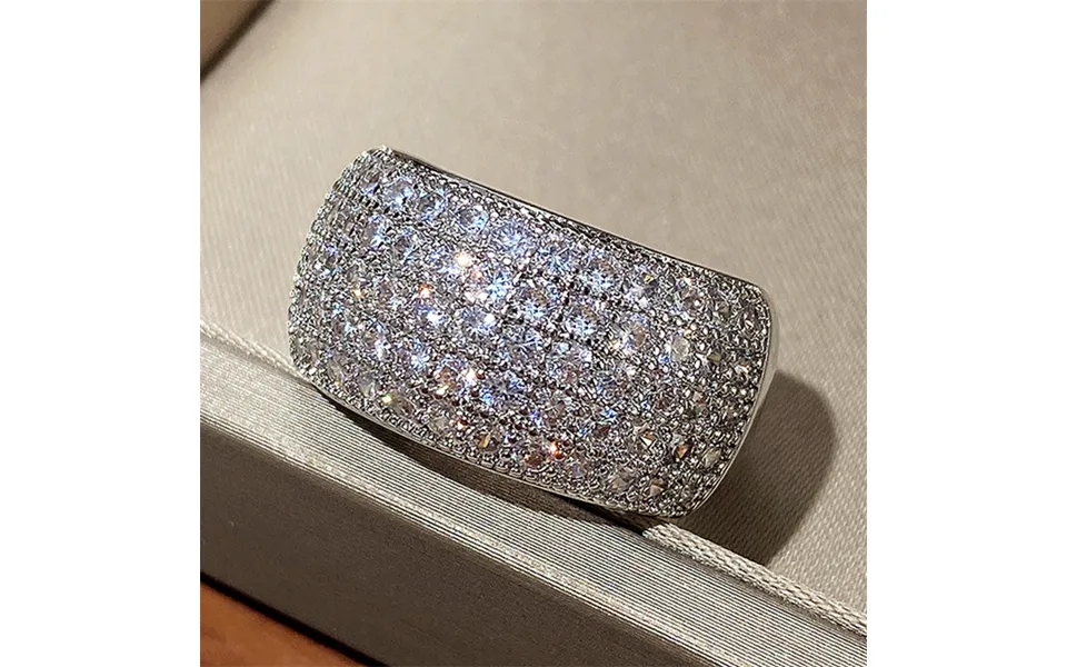 Cao Shi Plating Ring Super Sparkling Full Diamond Half Circle Zircon Women's Ring Accessories