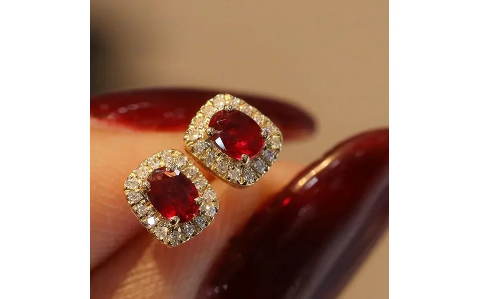 Cao Shi's New Earrings Hepburn Style Red Corundum Zircon Earrings Luxury Accessories