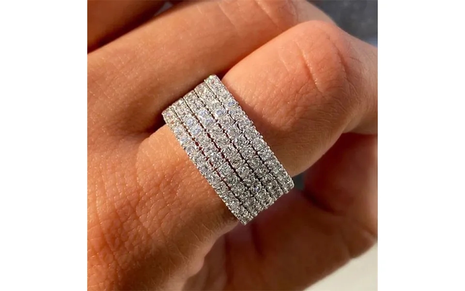 Cao Shi's New Luxury Five Rows Full Diamond Zircon Women's Ring Personalized Versatile Women's Ring