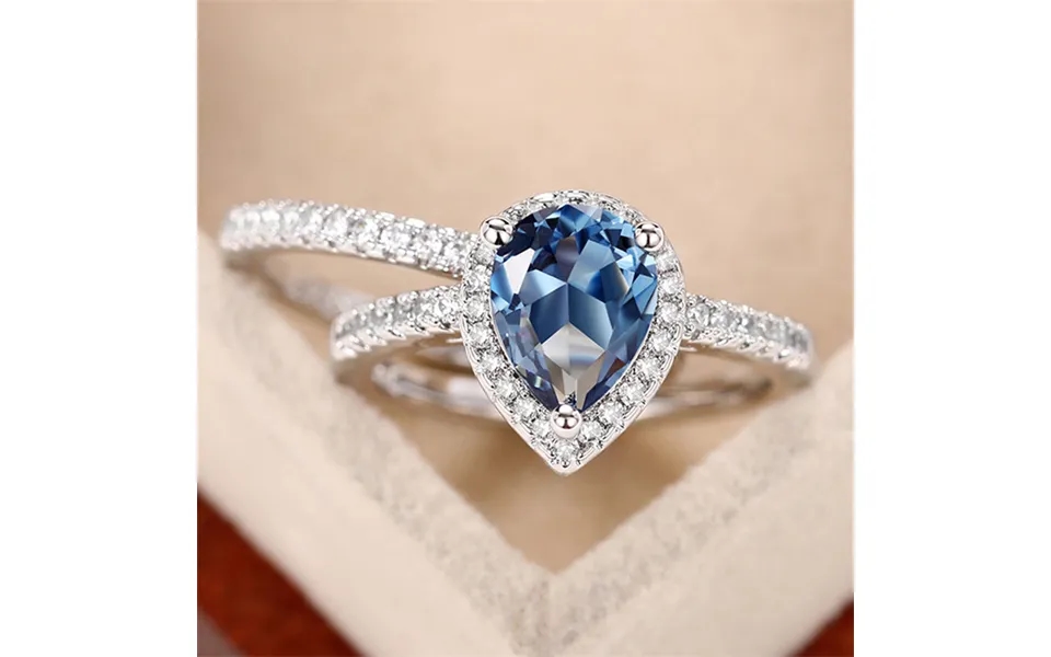 Cao Shi's New Water Drop Zircon Combination Ring Temperament Women's Molan Zircon Pair Ring Pear Shape Women