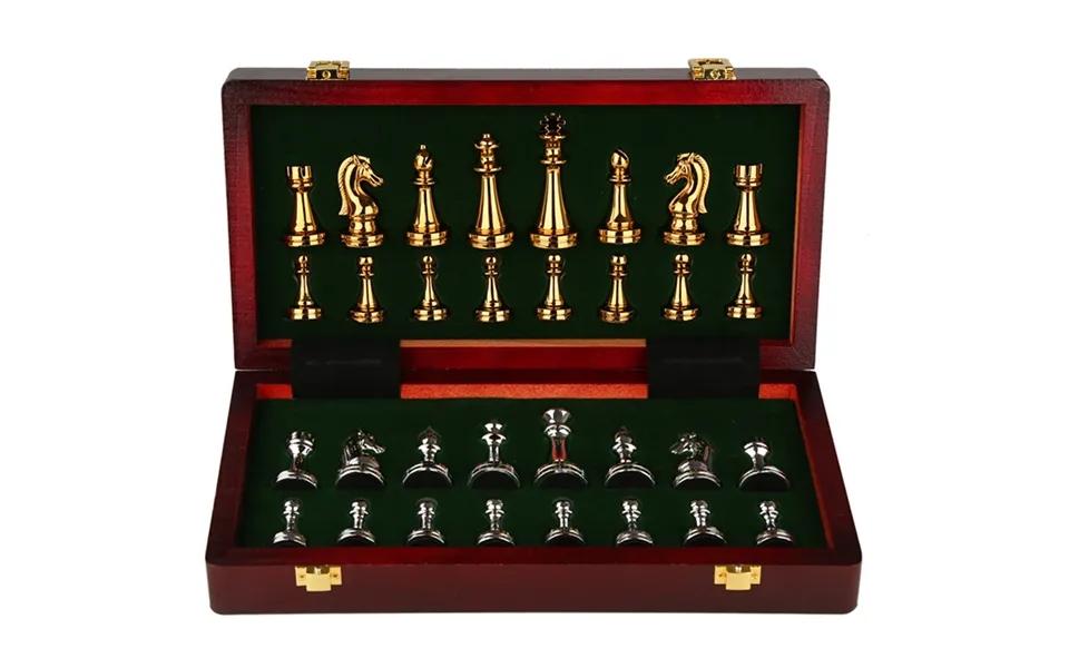 Chess High-end Gift Box Metal Chess Wooden Chessboard Chess Retro European Style Ornaments Chess