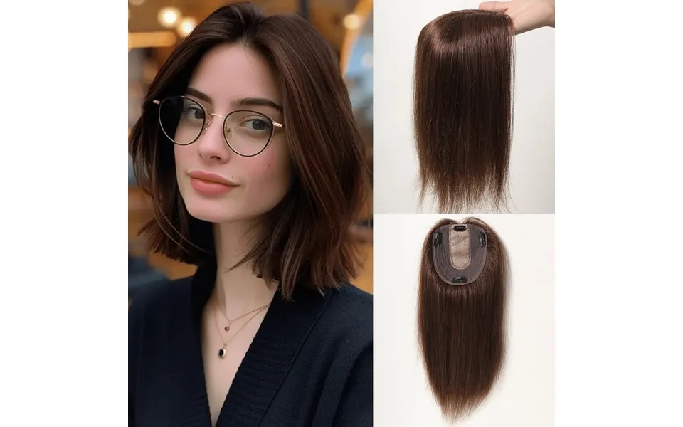Chestnut Brown Human Hair Toppers For Women Thinning Hair Straight Toppers Silk Base Clip In Topper