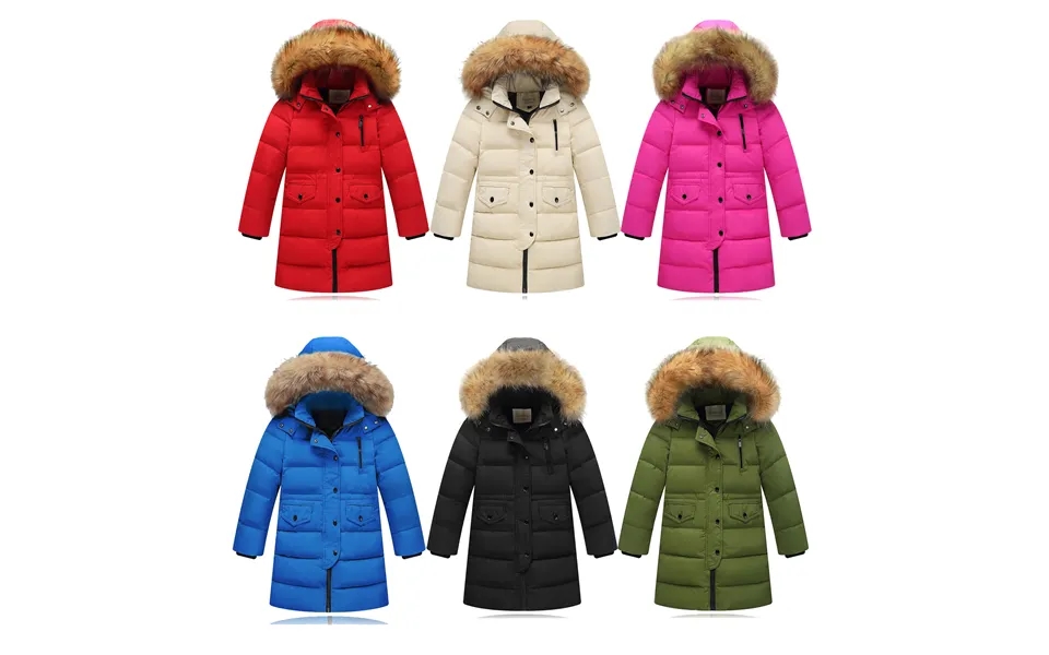 Children's Down Jacket Girls' Medium Length Thick Big Fur Collar Men's Big Children's Coat