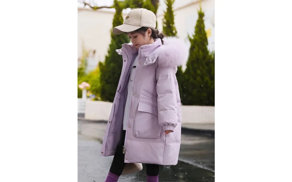 Children's Mid-length Thickened Hooded Down Jacket Winter Outerwear For Girls Fashionable Coat Medium Size For Big Kids