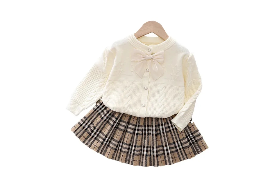 Children's Sweater Set Women's Treasure Sweater Dress Girls Knitted Bow Dress Two Sets
