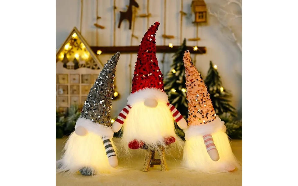 Christmas Decorations Christmas Sequin Cap With Light Rudolph Pendant Dwarf Faceless Doll Pendant