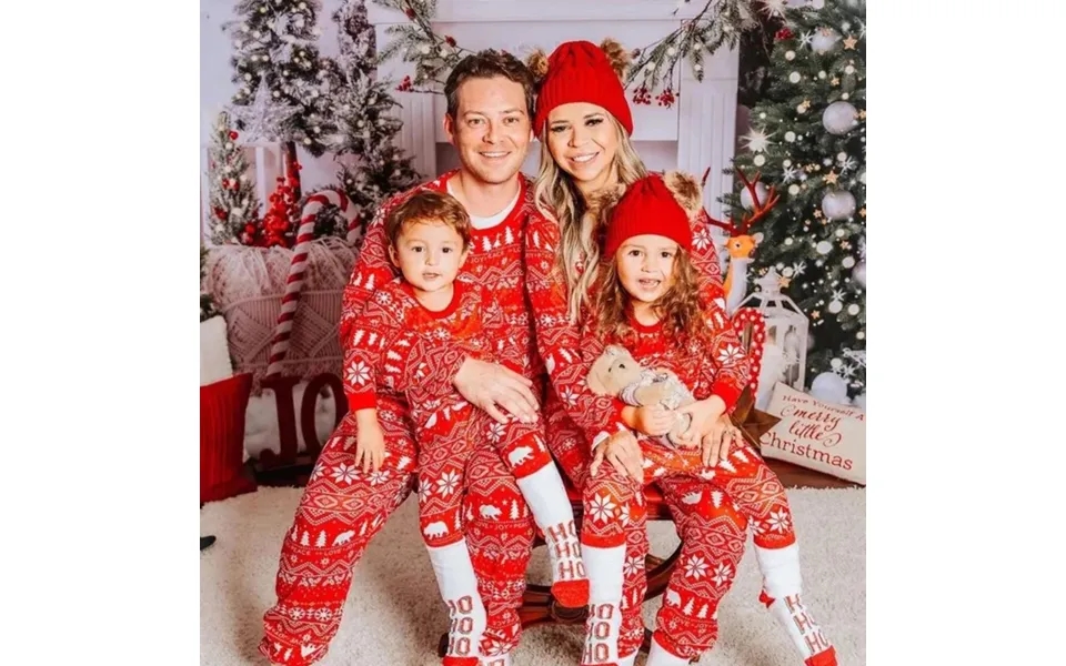 Christmas Family Home Parent Child Suit Printed Pajamas Long Sleeve Round Neck