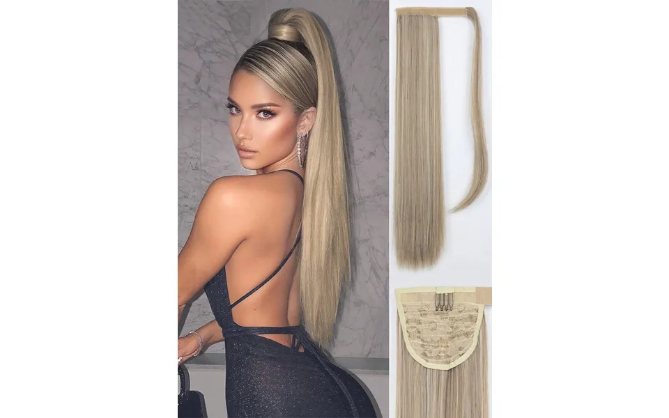 Clip In Ponytail Extension Wrap Around Long Straight Pony Tail Hair 26 Inch Heat Resistant Fiber Synthetic Hairpiece For