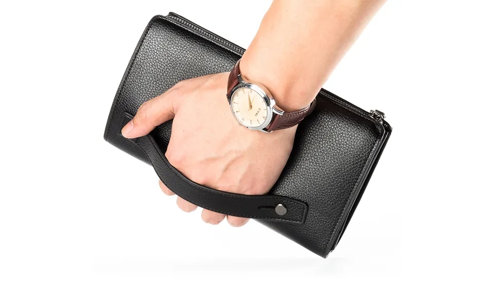 Clutch Bag Men Business Casual Large Capacity Lychee Pattern Zipper Clutch Wallet