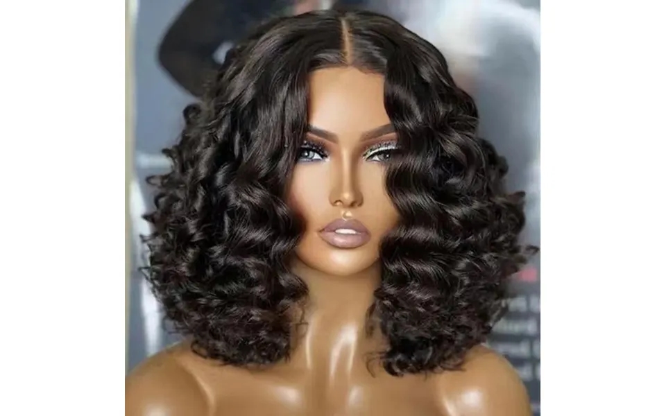 Cosplay Wig Female Front Lace Headgear Matte High Temperature Silk Whole Top Headgear Short Curly Hair Wave