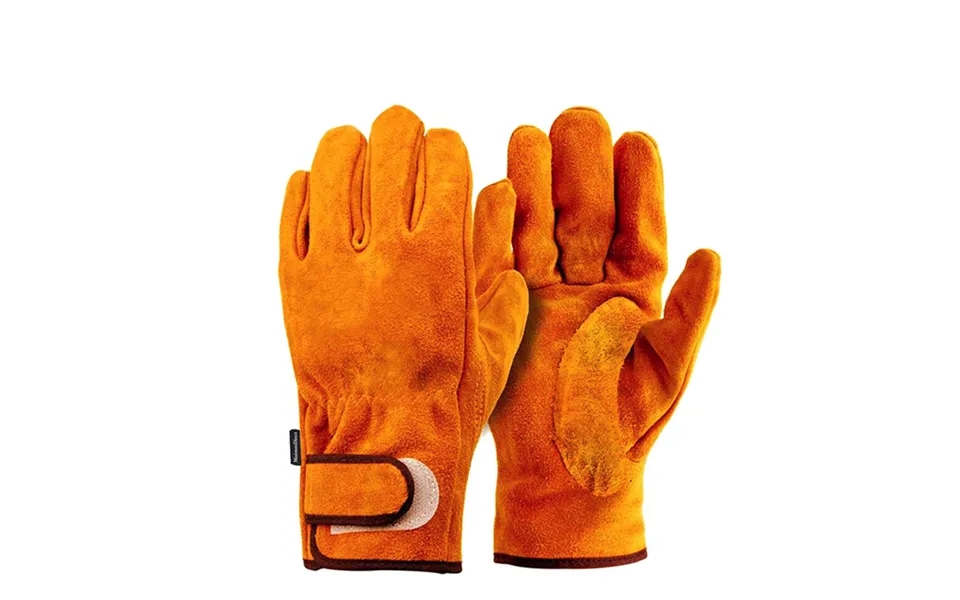 Cowhide Labor Protection Gloves Velcro Two Layer Leather Gloves Barbecue Gloves